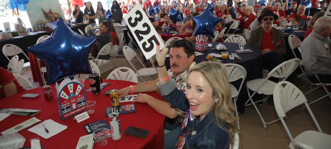 View of tent with bidder holding 325.