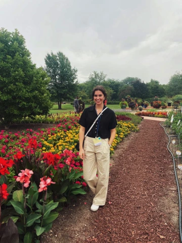 Natasha Meehleib stands in public garden